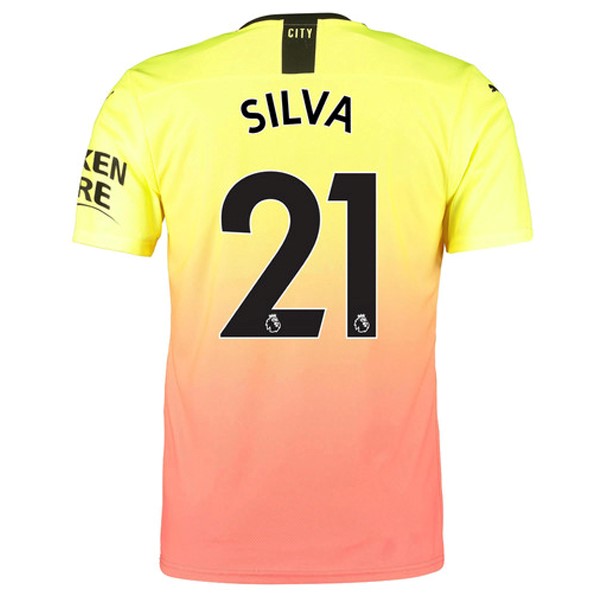 Camiseta Manchester City NO.21 Silva Tercera equipo 2019-20 Naranja